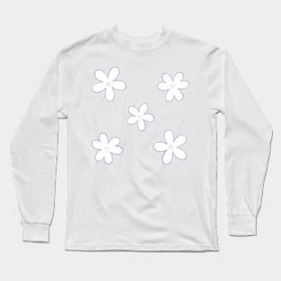 Minimal Abstract Flowers - White with pastel lilac purple border Long Sleeve T-Shirt